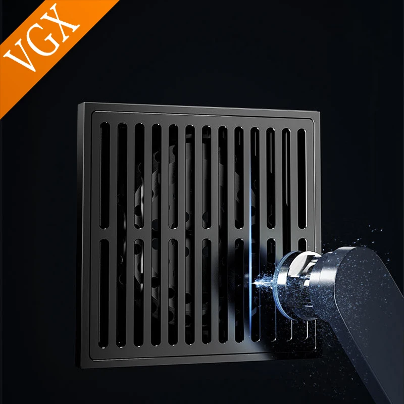 VGX Brass Floor Drain Stripe Anti-Odor Drain Valve Cover Shower Trap Drains Kitchen Bathroom Laundry Room Bathroom Accessories - Image 5