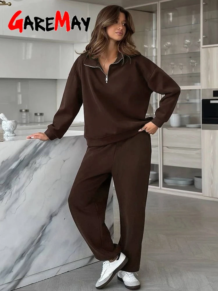Modern Elegant Spring Women's Tracksuit with Zipper Cotton Oversize Classic Pink Two Piece Set Women Casual Yellow Trouser Suits for Women - Image 3