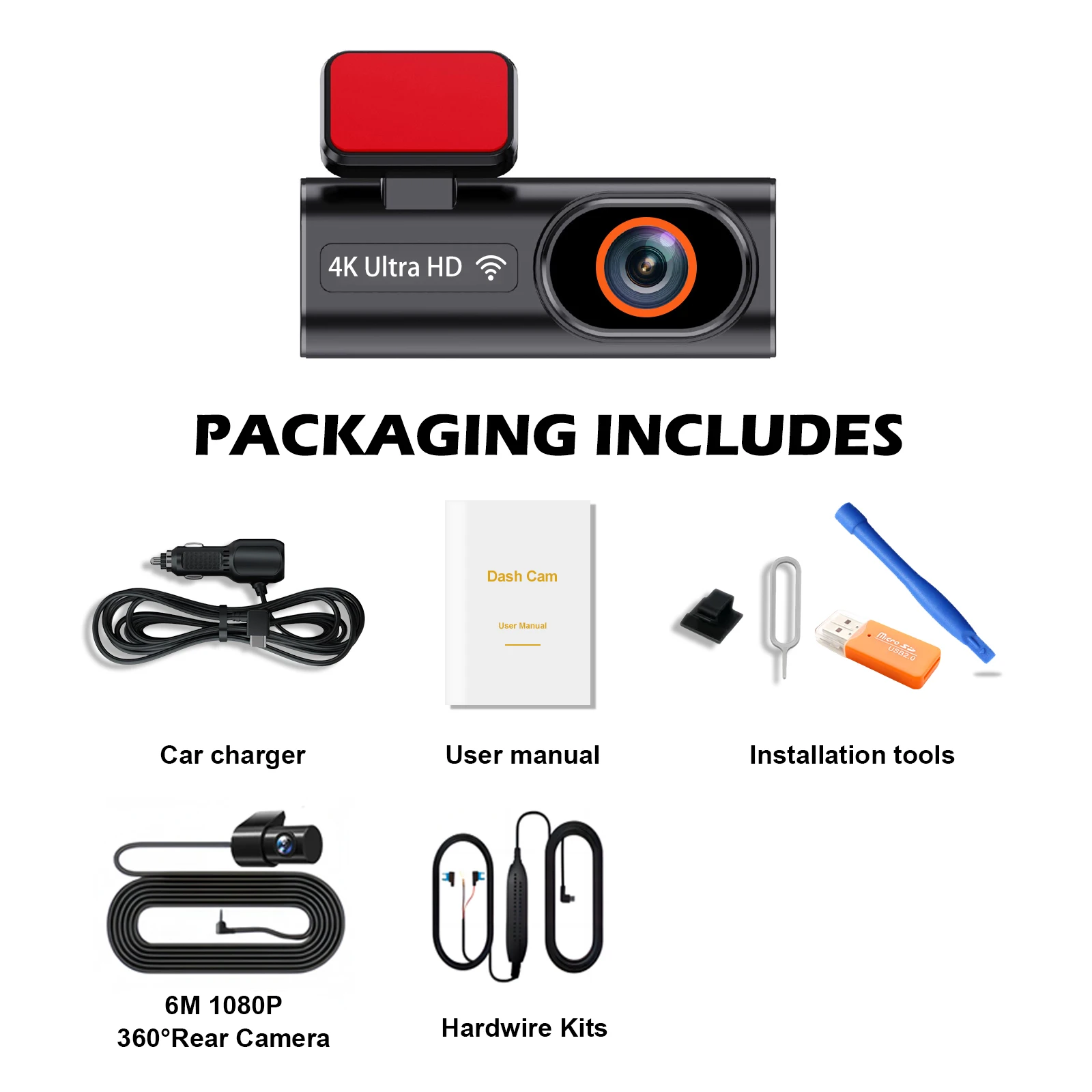 Ultra HD 4K Car Front Dash Cam Mini WIFI DVR Black Box Room With 24H Parking Monitor Night Vision,GPS/Rear View Camera Optional - Image 8