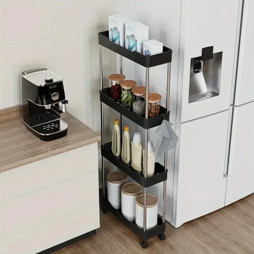Push Trolley Shelf Floor Multi-layer Bathroom Bathroom Crevice Living Room Storage Trolley Kitchen Crevice Shelf - Image 4