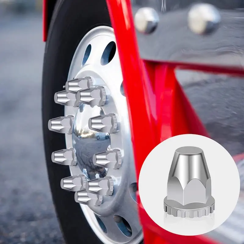 20PCS 33mm ABS Chrome Plastic Thread-on Spiked Lug Nut Covers Bullet Flanged for Semi Trucks fit Hub Piloted Wheels Trailers Bus - Image 6