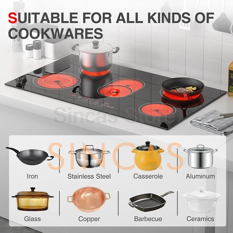 5 Burners Built-in Induction Stove High-power Electric Ceramic Stove Induction Cooker For Household Commercial Cooking 110V 220V - Image 2