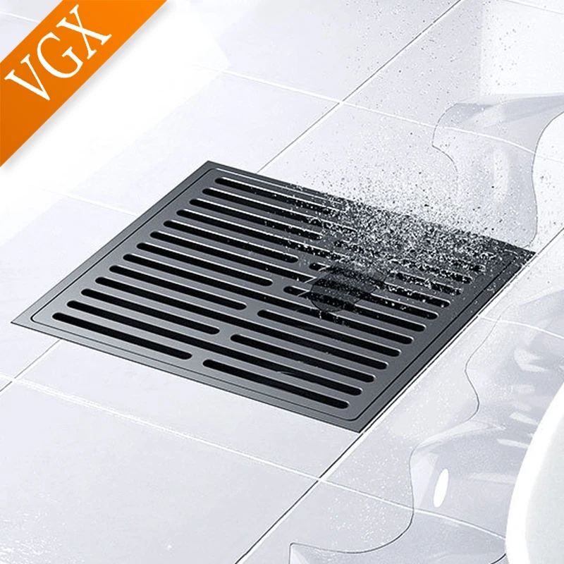 VGX Brass Floor Drain Stripe Anti-Odor Drain Valve Cover Shower Trap Drains Kitchen Bathroom Laundry Room Bathroom Accessories - Image 2