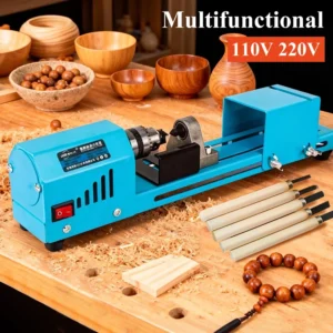 Electric Wood Mini Lathe Machine - Beads Grinding Polishing Beading Woodturning Lathe for Craft And DIY Projects