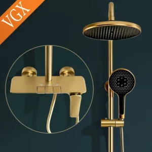 VGX Modern Shower System Set Gold Bathroom Shower Head Set Luxury Shower Faucet Set 3-way Rainfall Shower Mixer Crane Black Grey Chrome