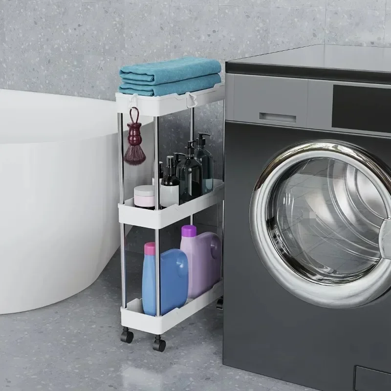 Push Trolley Shelf Floor Multi-layer Bathroom Bathroom Crevice Living Room Storage Trolley Kitchen Crevice Shelf - Image 3