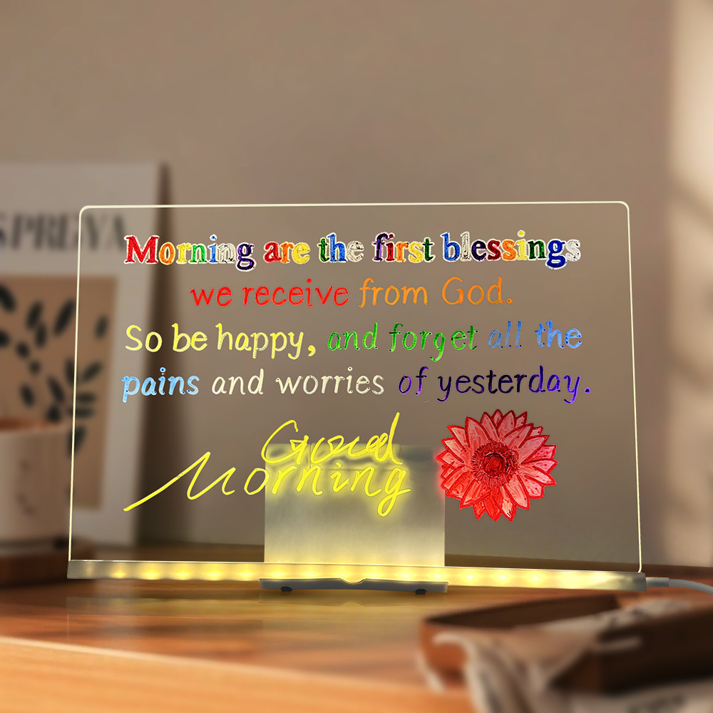 LED Acrylic Drawing Board DIY Erasable Luminous Writing Boards With Stand USB Plug Message Board With NightLight - Image 9
