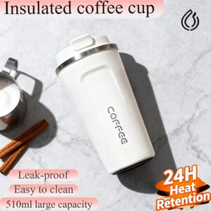 LDQ Coffee Travel Mug - Leak-Proof Double-Wall Vacuum Insulated with 304 Stainless Steel, Matte Reusable Cup Suitable for Hot/Cold Drinks, Coffee & Tea for Commuting, Camping, Office - Ideal Gift for Coffee Lovers