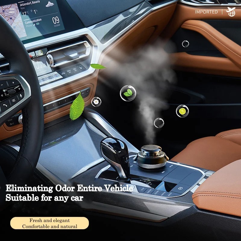 Portable Kinetic Car Air Freshener Solar Powered Double Ring Rotating Air Cleaner Perfume Fragrance Diffuser - Image 7