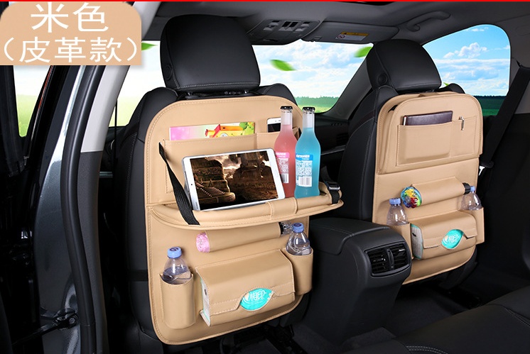Universal Multifunctional Car Seat Bag with Foldable Table PU Leather Multi-pocket - Image 9