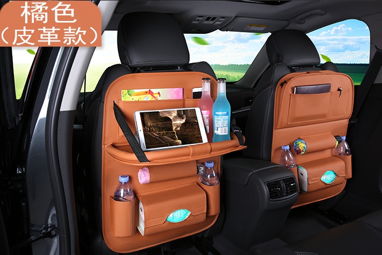 Universal Multifunctional Car Seat Bag with Foldable Table PU Leather Multi-pocket - Image 5