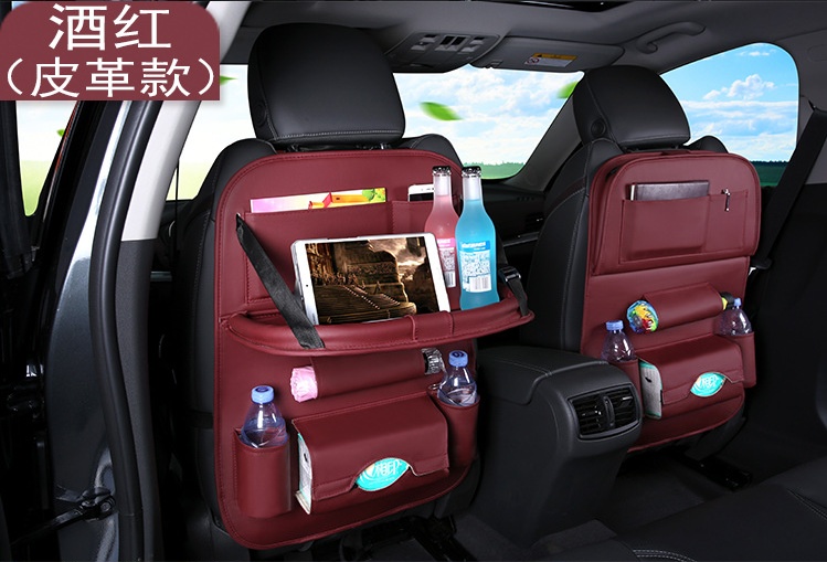 Universal Multifunctional Car Seat Bag with Foldable Table PU Leather Multi-pocket - Image 4