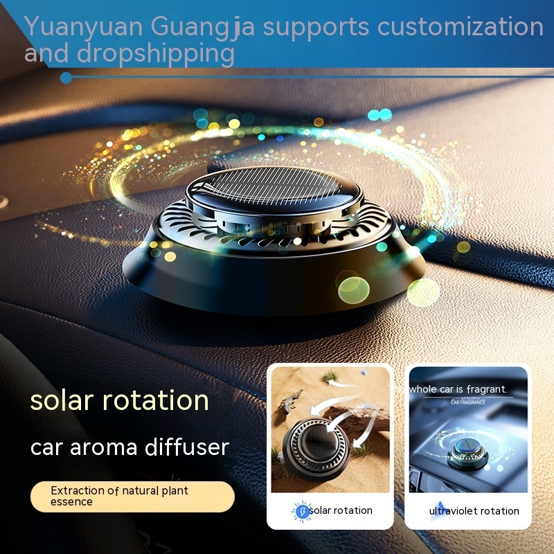 Portable Kinetic Car Air Freshener Solar Powered Double Ring Rotating Air Cleaner Perfume Fragrance Diffuser - Image 8