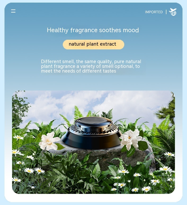 Portable Kinetic Car Air Freshener Solar Powered Double Ring Rotating Air Cleaner Perfume Fragrance Diffuser - Image 2