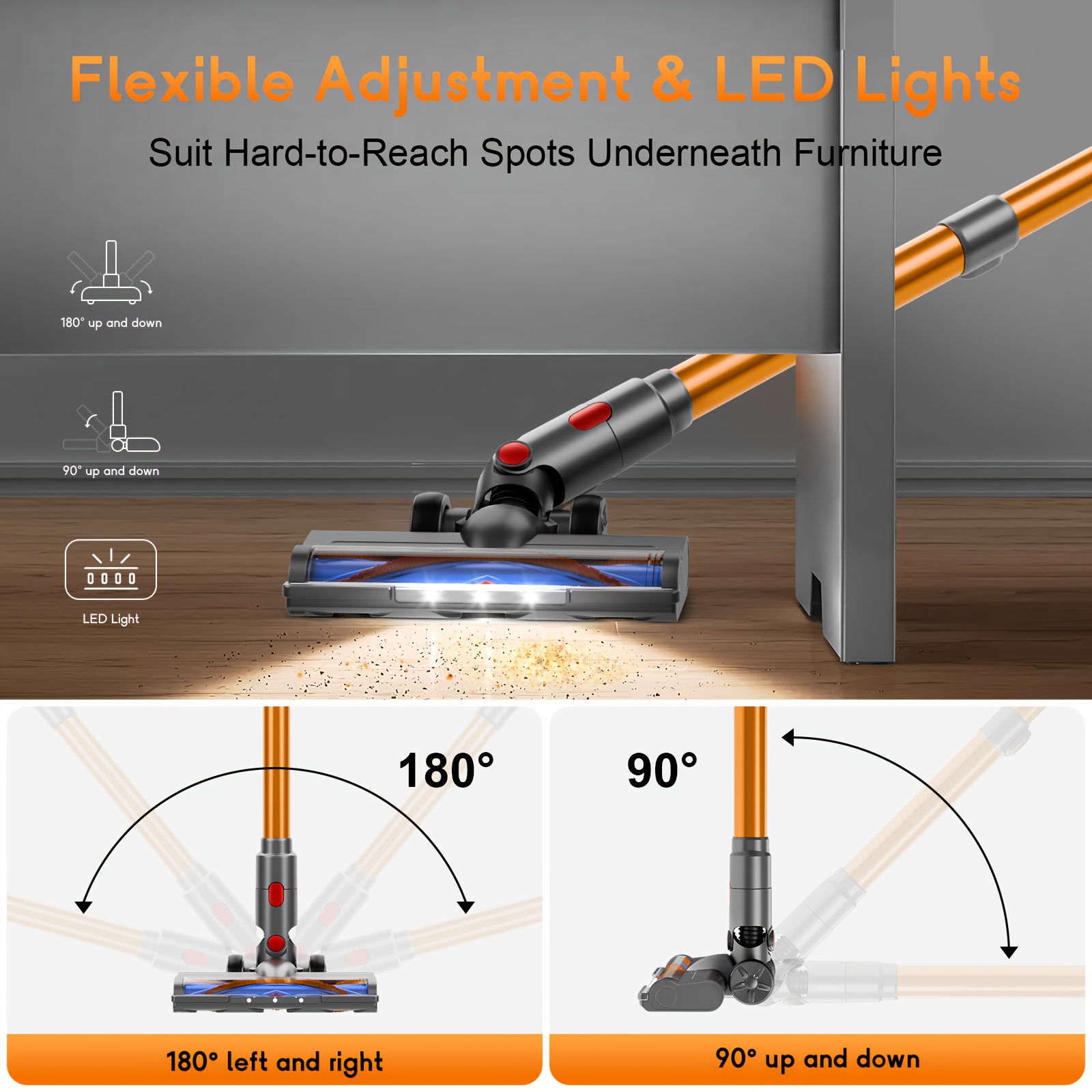 Max 70Kpa Portable Household Low Noise Vacuum Cleaner Handheld Vacuum Cleaner Aspirating Vacuum Cleaner, Suitable for Hard Floors, Pet Hair, And Carpets, Lightweight Powerful Vacuum Cleaner Includes Corded And Cordless Vacuum Cleaners - Image 6