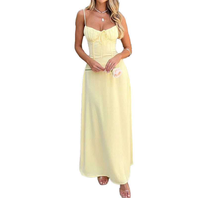 Cross-border Women's Clothing Elegant Lace-up Backless A- Line Dress - Image 7