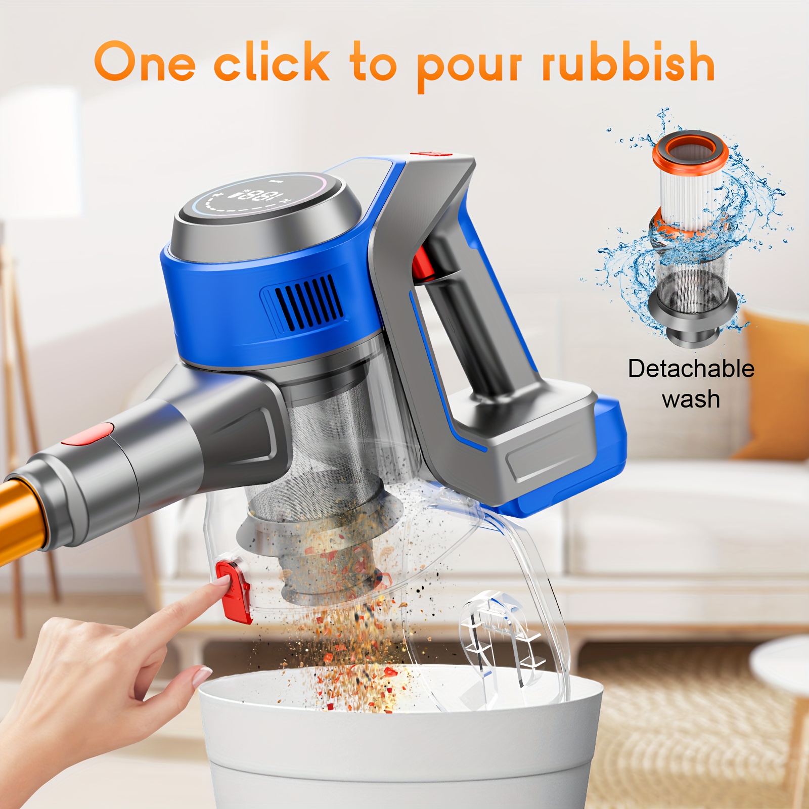 Max 70Kpa Portable Household Low Noise Vacuum Cleaner Handheld Vacuum Cleaner Aspirating Vacuum Cleaner, Suitable for Hard Floors, Pet Hair, And Carpets, Lightweight Powerful Vacuum Cleaner Includes Corded And Cordless Vacuum Cleaners - Image 10