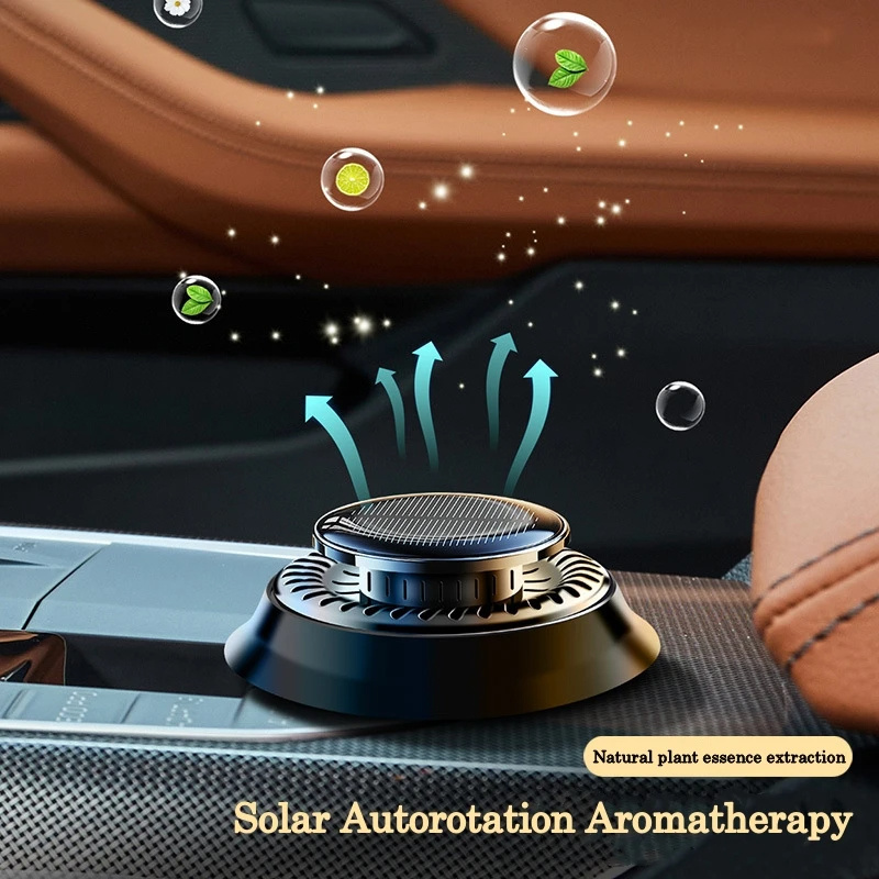 Portable Kinetic Car Air Freshener Solar Powered Double Ring Rotating Air Cleaner Perfume Fragrance Diffuser - Image 4