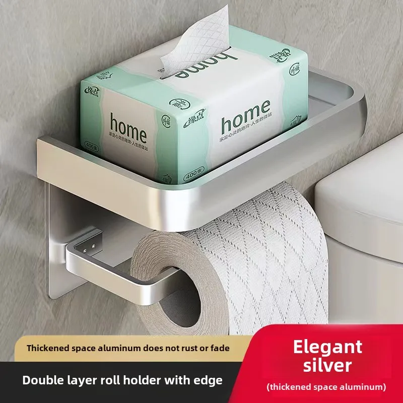 Black Gold Toilet Paper Holder Bathroom Wall Mount Multifunction WC Paper Phone Holder Shelf Towel Roll Shelf Accessories - Image 5