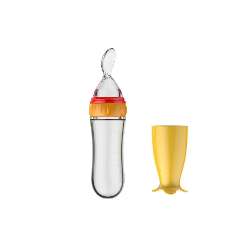 Safe Useful Silicone Baby Bottle With Spoon Food Supplement Rice Cereal Bottles Squeeze Spoon Milk Feeding Bottle Cup - Image 9