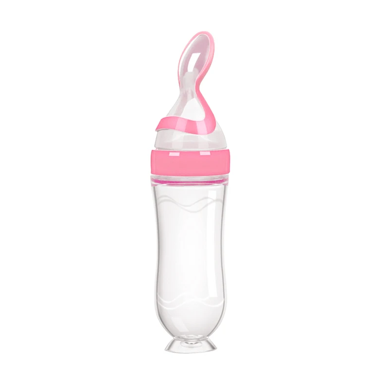 Safe Useful Silicone Baby Bottle With Spoon Food Supplement Rice Cereal Bottles Squeeze Spoon Milk Feeding Bottle Cup - Image 12