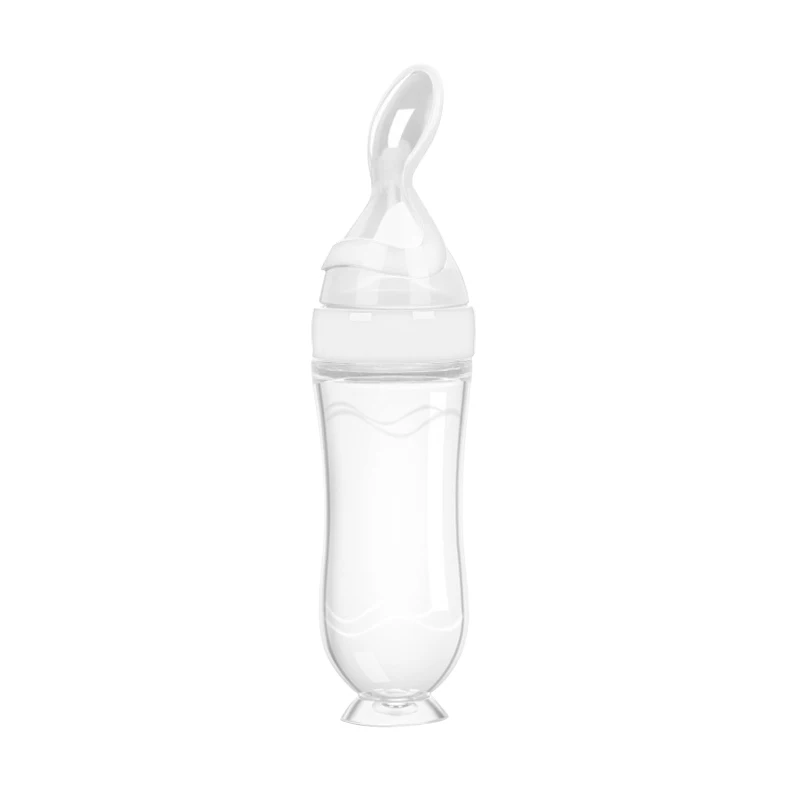 Safe Useful Silicone Baby Bottle With Spoon Food Supplement Rice Cereal Bottles Squeeze Spoon Milk Feeding Bottle Cup - Image 11
