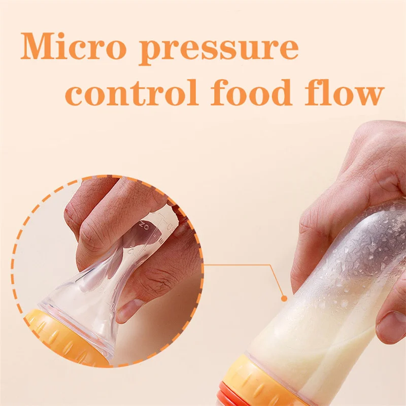 Safe Useful Silicone Baby Bottle With Spoon Food Supplement Rice Cereal Bottles Squeeze Spoon Milk Feeding Bottle Cup - Image 4