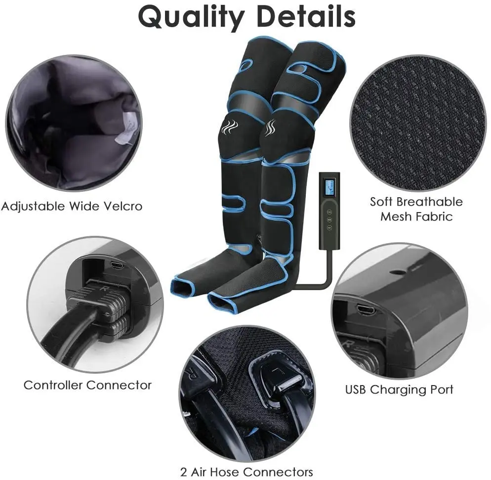 Foot air pressure leg massager promotes blood circulation, body massager, muscle relaxation, lymphatic drainage device 360° - Image 5