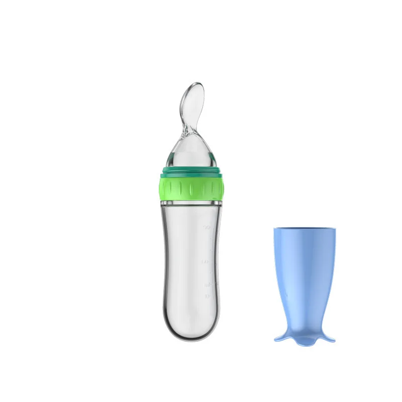 Safe Useful Silicone Baby Bottle With Spoon Food Supplement Rice Cereal Bottles Squeeze Spoon Milk Feeding Bottle Cup - Image 7