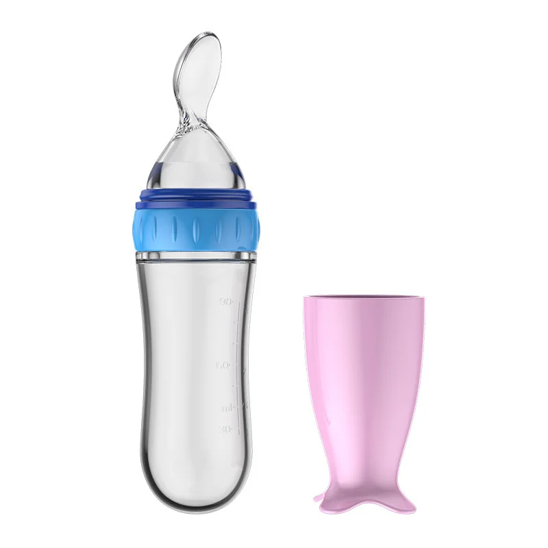 Safe Useful Silicone Baby Bottle With Spoon Food Supplement Rice Cereal Bottles Squeeze Spoon Milk Feeding Bottle Cup - Image 10