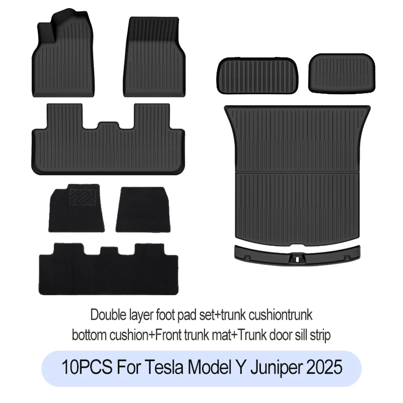 Tesla New Model Y Juniper 2025+ TPE Floor Mats Waterproof Luggage Mat Wear-resistant Foot Pads ModelY Trunk Mats Accessories - Image 22