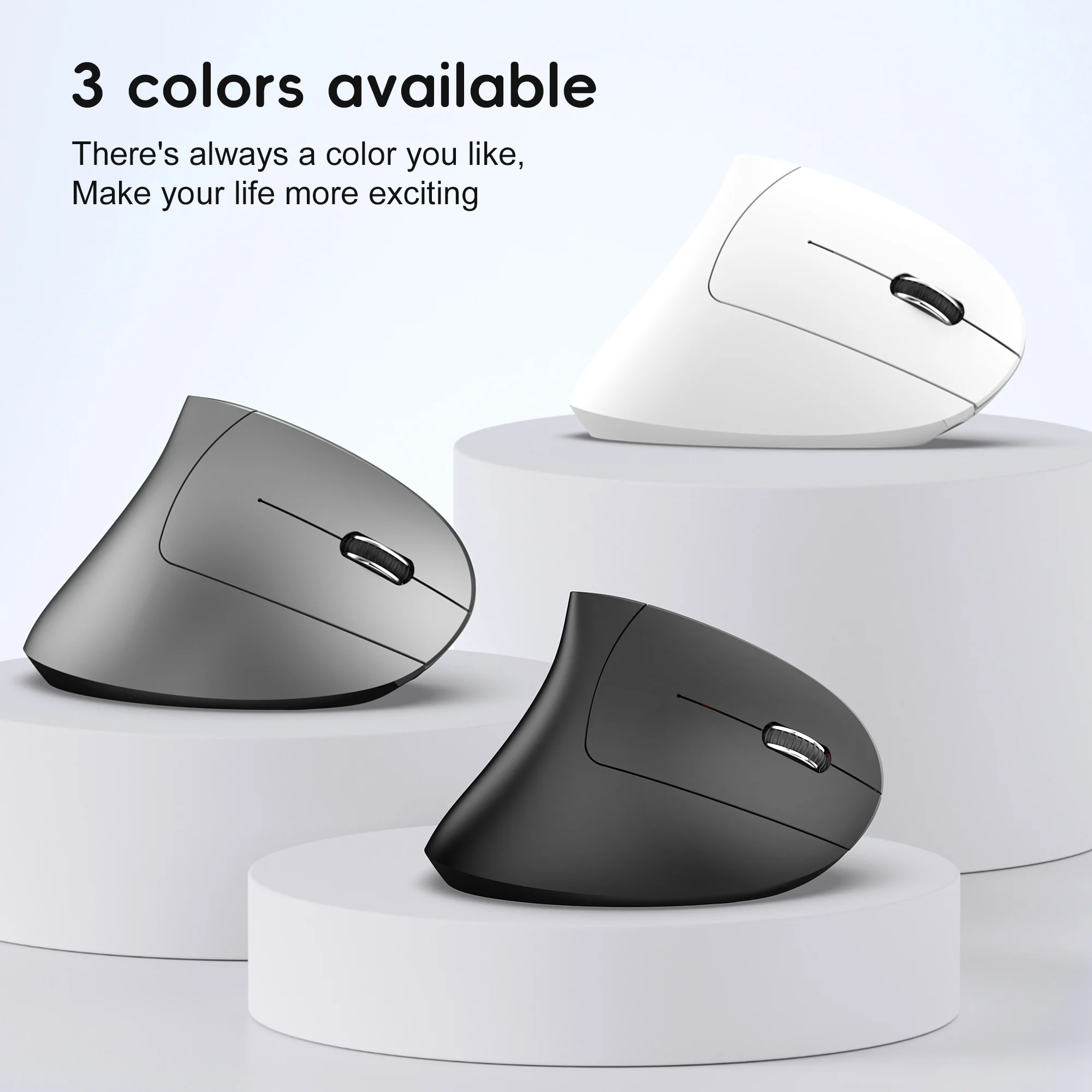 2025 New arrival HXSJ dual mode vertical mouse ergonomic ABS 600mAh rechargeable 2400DPI Type-c interface wireless mouse for pc - Image 2