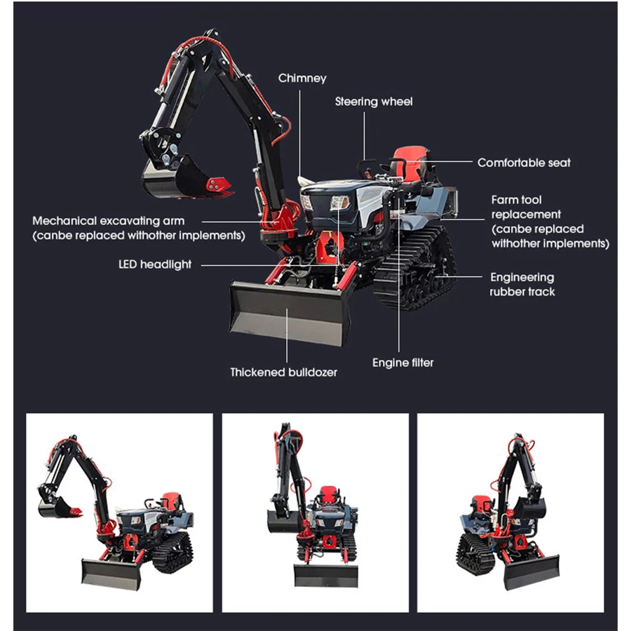2025 New Rubber Track Crawler Traktor 25hp 35 Hp 50 Hp 60hp 80hp 100 Hp Farm Crawler Mini Tractor 4x4 Agriculture - Image 4