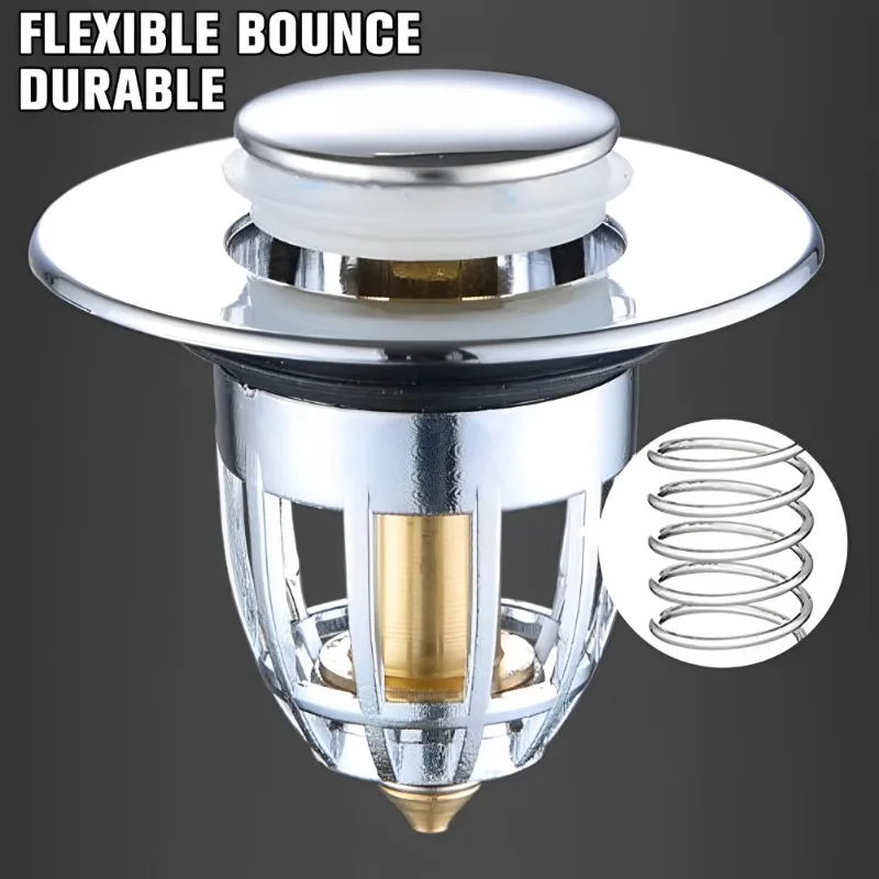 3/1PCS Universal Basin Drain Filter Copper Pop-Up Bounce Core Hair Catcher Bath Stopper Kitchen Bathroom Sink Bathtub Accessory - Image 2