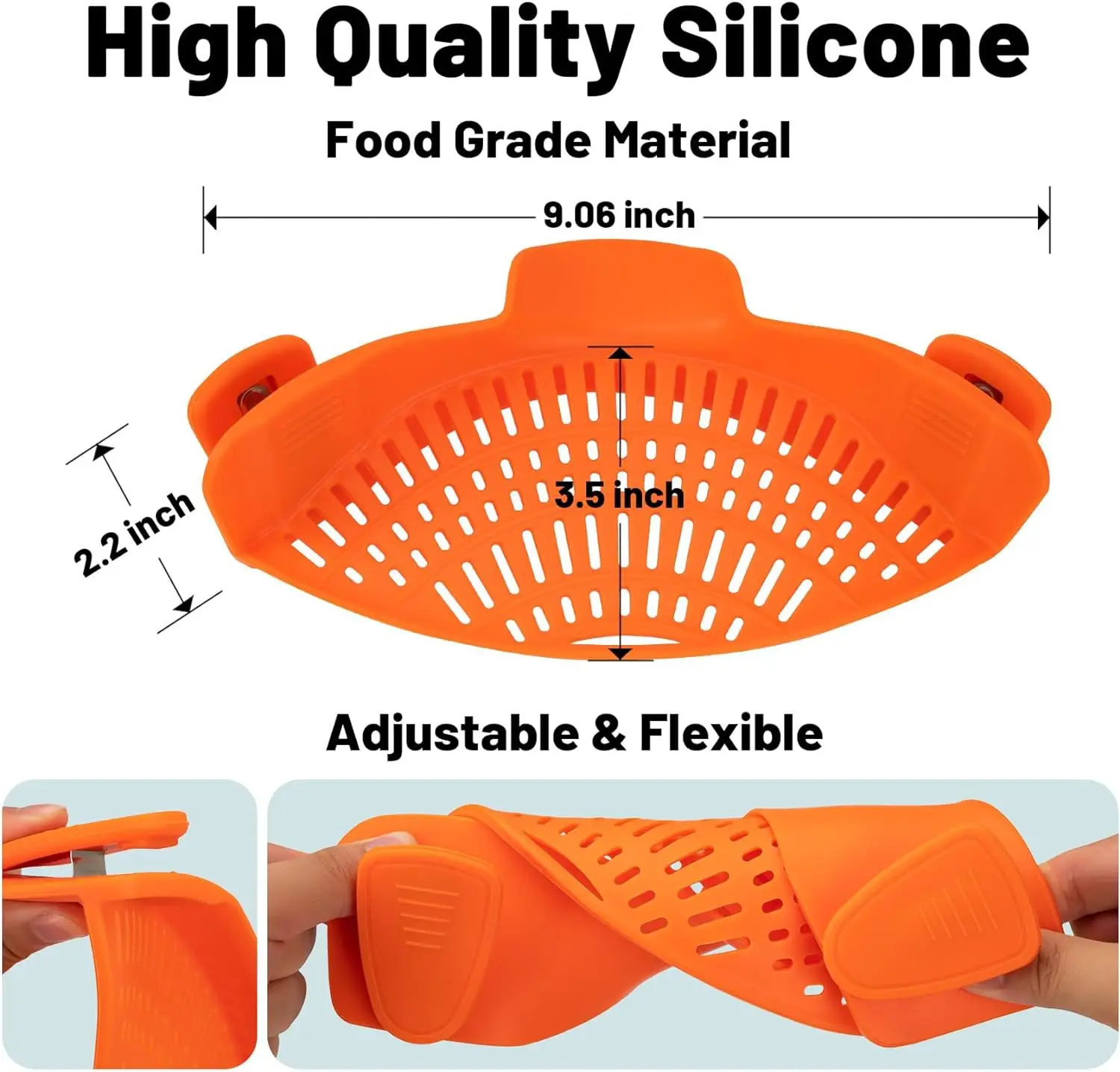 Heat-Resistant Silicone Clip-On Strainer Collapsible Drain Colander for Pots Pans Pasta Veggies Fruits Kitchen Tool - Image 3