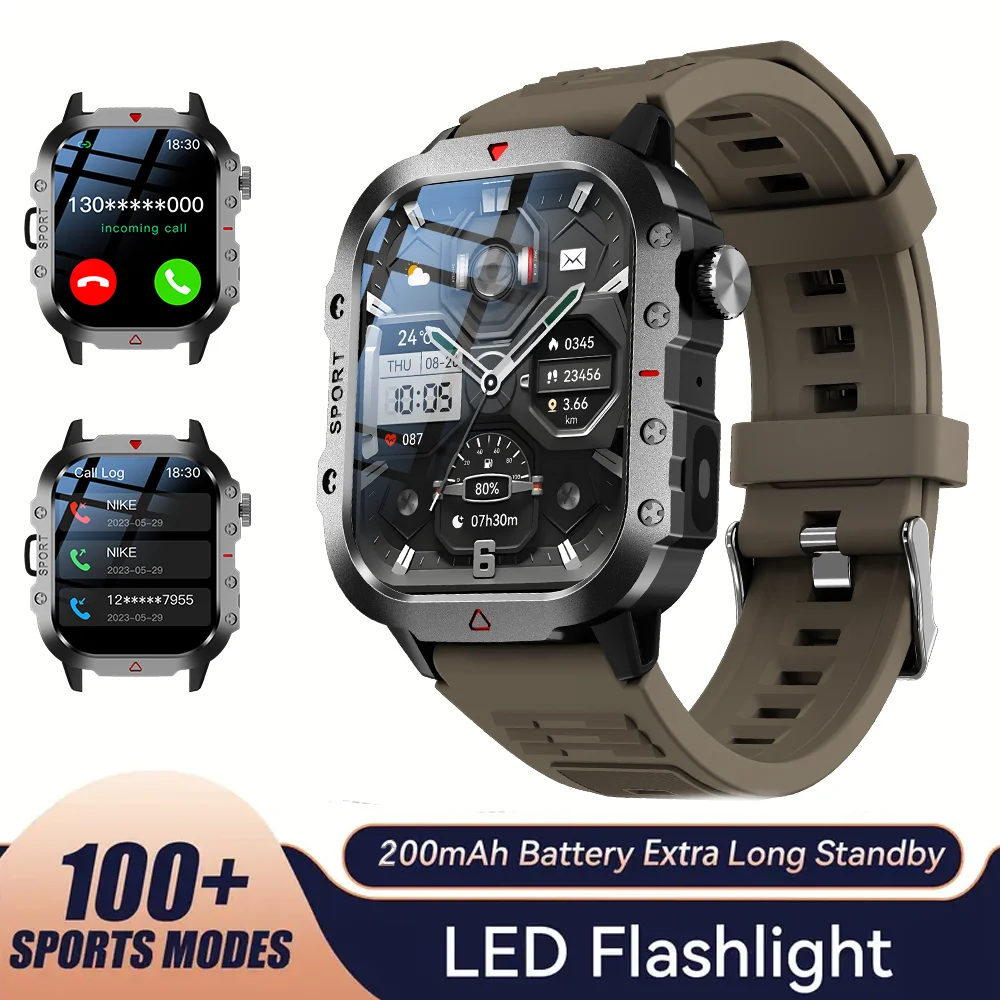 KESHUYOU Outdoor Sports Smart Watch 2.01 inch HD Screen LED Flashlight Bluetooth Talking Smart Watch for Men Women Holiday Gifts - Image 9