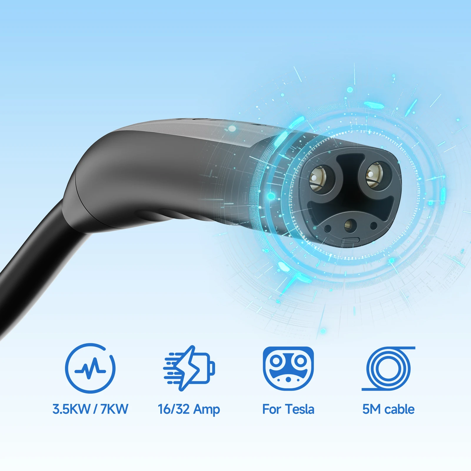 3.5KW Portable EV Charger for Tesla Model 3/X/Y/S 7KW Electric Car Charger NACS Fast Charging Cable WiFi APP Bluetooth Control - Image 5