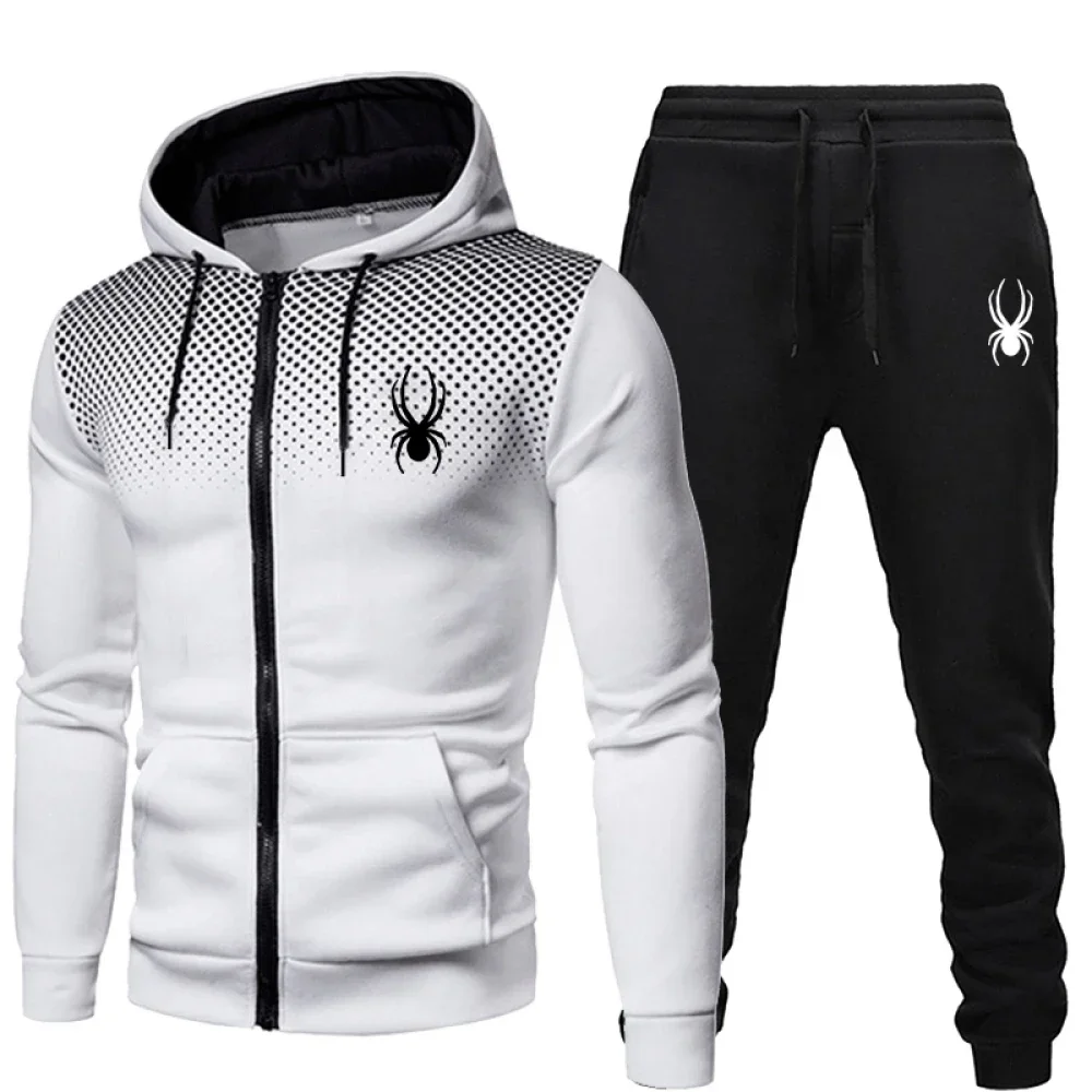 2026 popular two-piece men's sportswear jogging suit sportswear hooded sweatshirt zipper sweatshirt autumn and winter clothing - Image 3