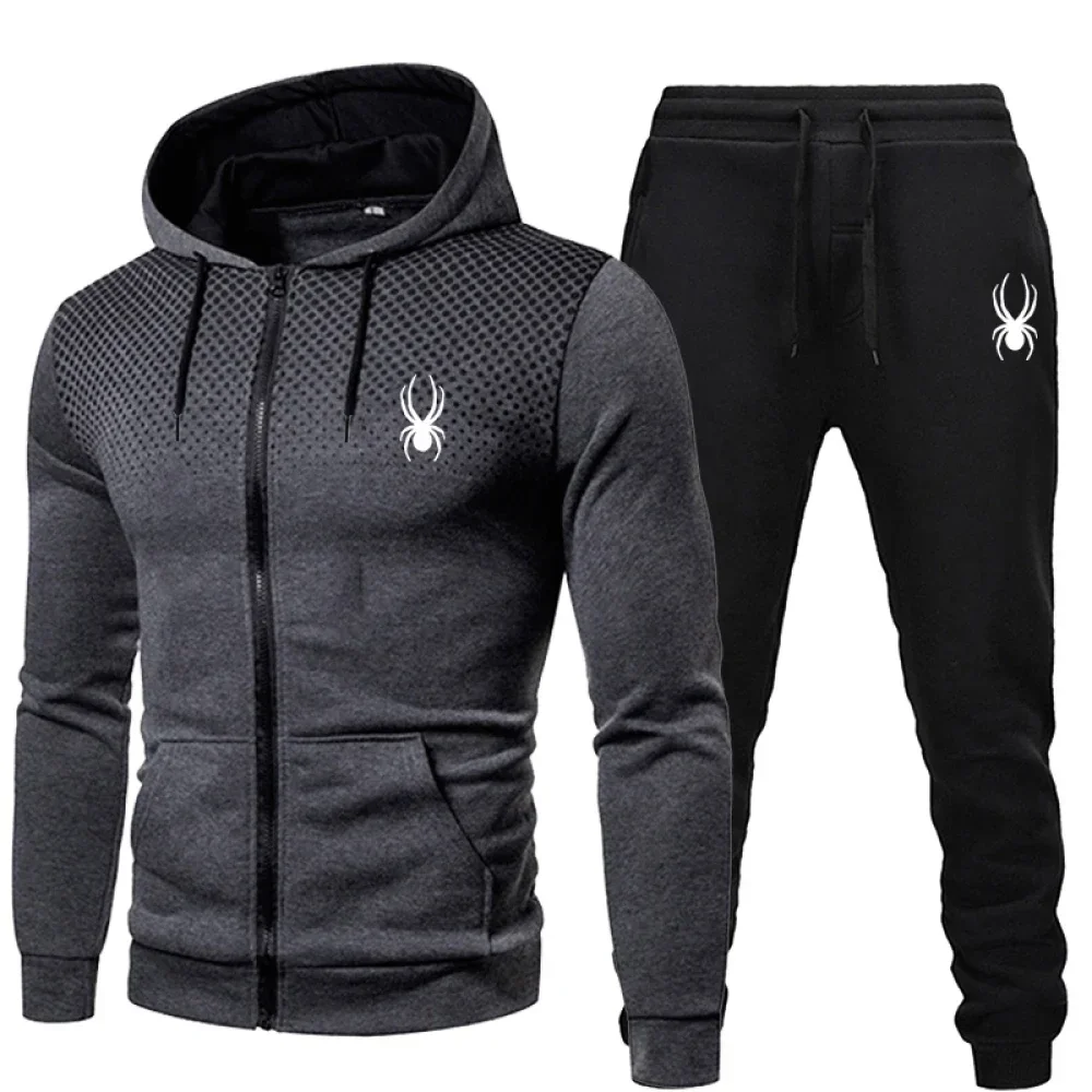 2026 popular two-piece men's sportswear jogging suit sportswear hooded sweatshirt zipper sweatshirt autumn and winter clothing - Image 2