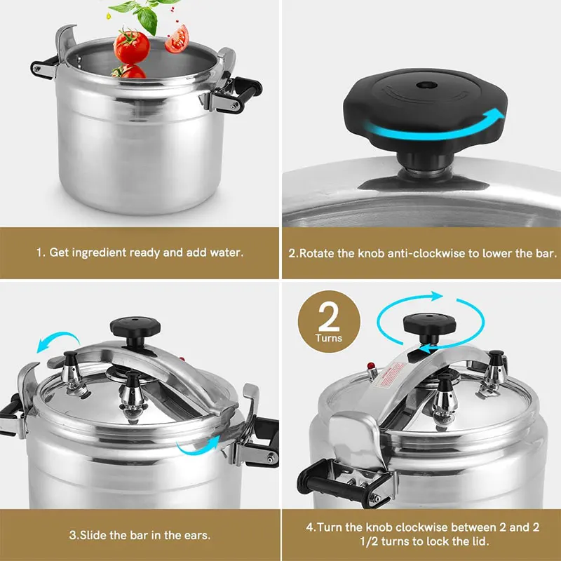 Aluminum 3L/4L/5L/7L Capacity Pressure Cooker Only for Gas Safe Explosion Proof Pressure Canner with Easy Lock Lid - Image 6