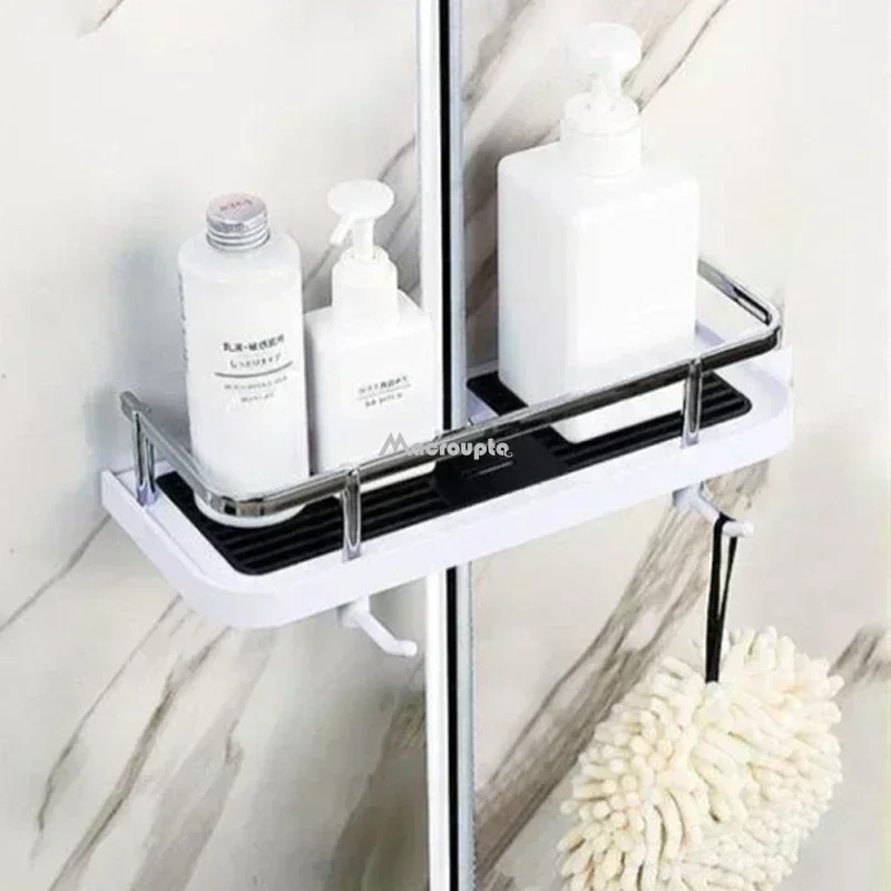 Bathroom Shower Storage Rack Organizer No Drilling Lifting Rod Shower Head Holder Shower Gel Shampoo Tray Holder Pole Shelves - Image 3