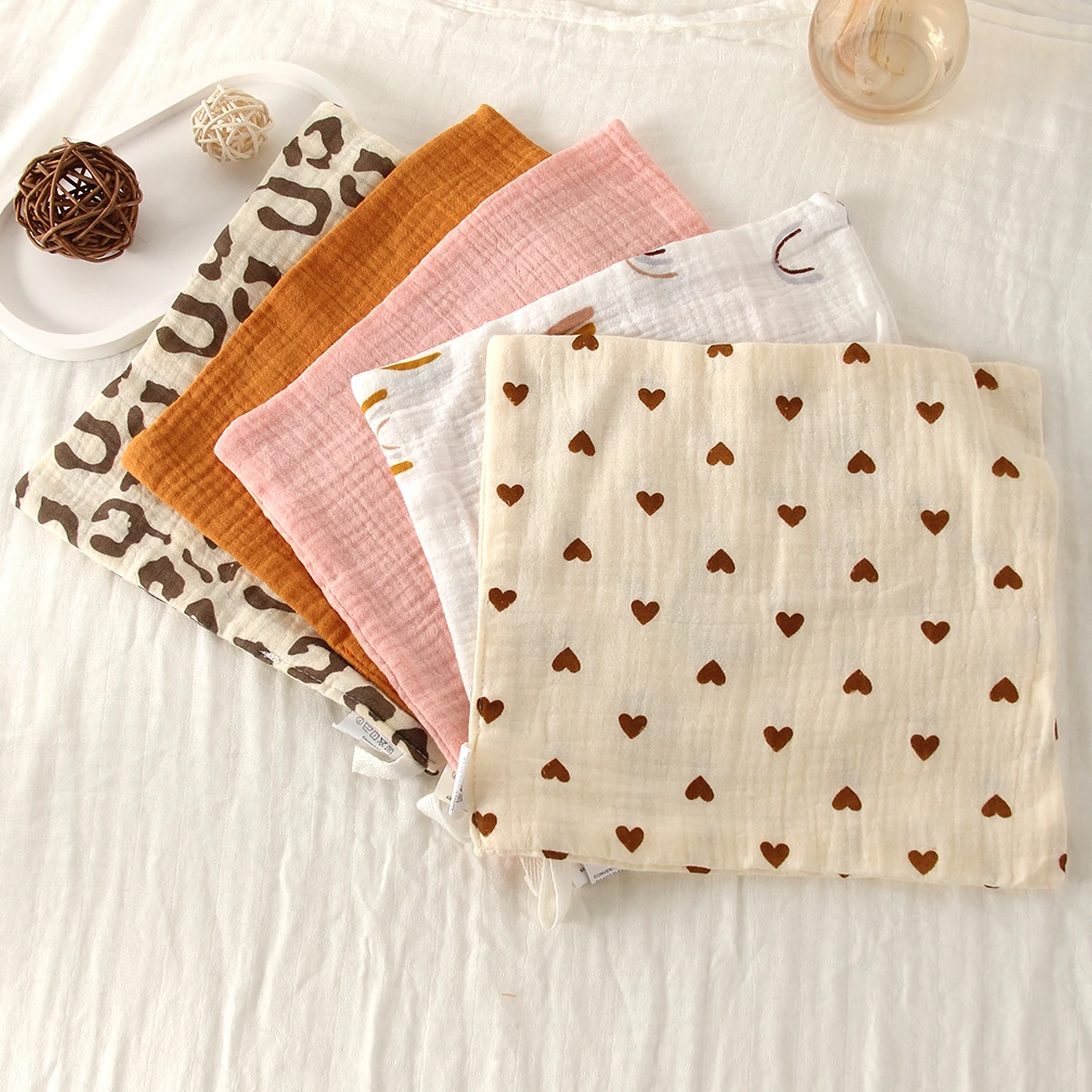 5Pcs Baby Cotton Washcloth Newborn Burp Cloth Square Towels 6-Layer Pure Cotton Soft Absorbent Gauze Cotton Baby Towels - Image 5