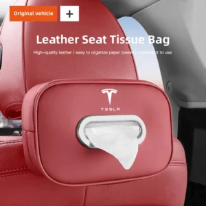 Luxury PU Leather Car Tissue Box Storage Bag Accessories For Tesla Coil Y Model 3 Highland Cybertruck S Juguete X Roadster 2024 KIT