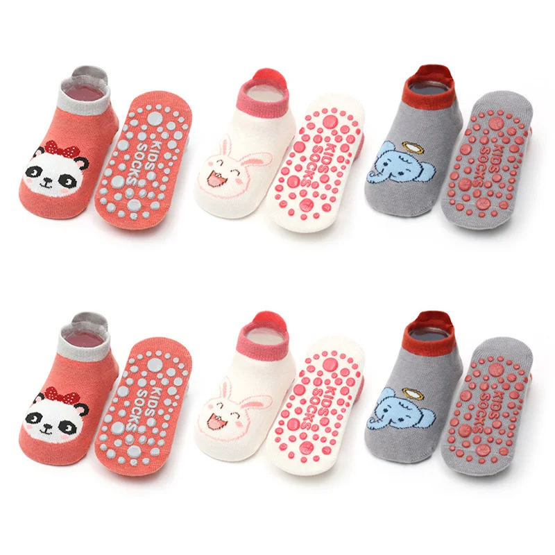 6 Pairs Kids Cotton Socks Cute Cartoon Animal Pattern Comfy Breathable Baby Non-slip Floor Socks - Image 9