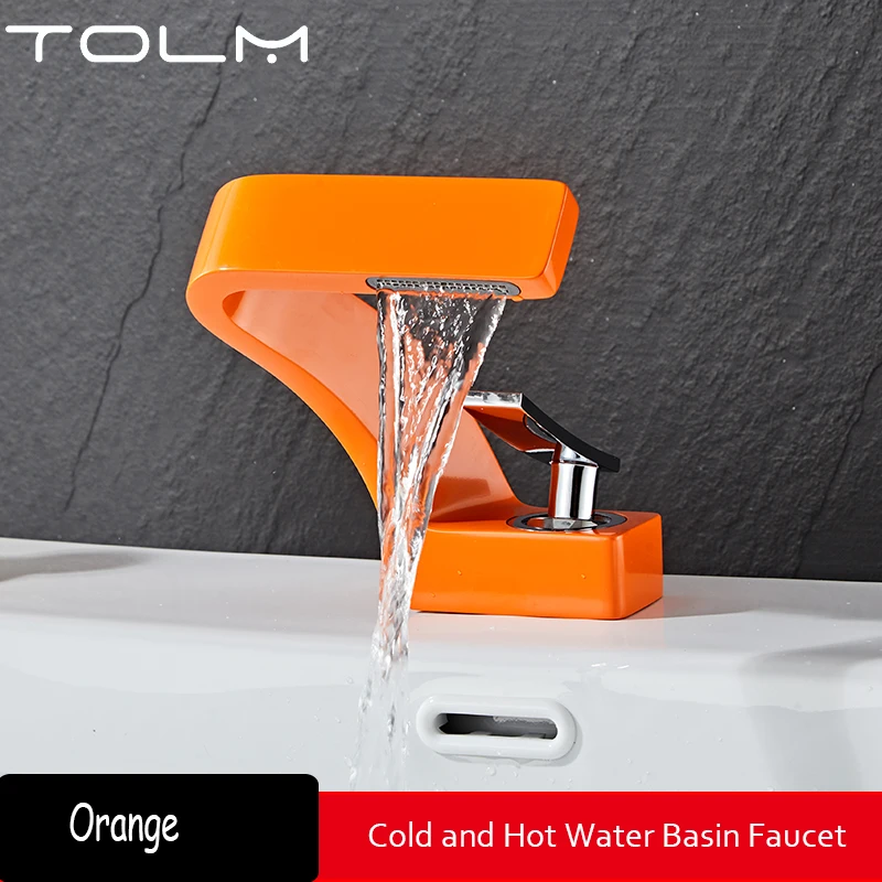 Luxury Modern TOLM Brass Black Gold Basin Faucet Bathroom Sink Faucets Hot Cold Water Mixer Crane Deck Mounted Single Handle Hole Bath Kitchen - Image 9