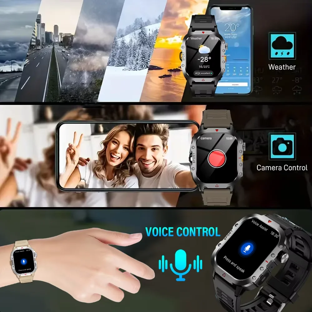 KESHUYOU Outdoor Sports Smart Watch 2.01 inch HD Screen LED Flashlight Bluetooth Talking Smart Watch for Men Women Holiday Gifts - Image 5