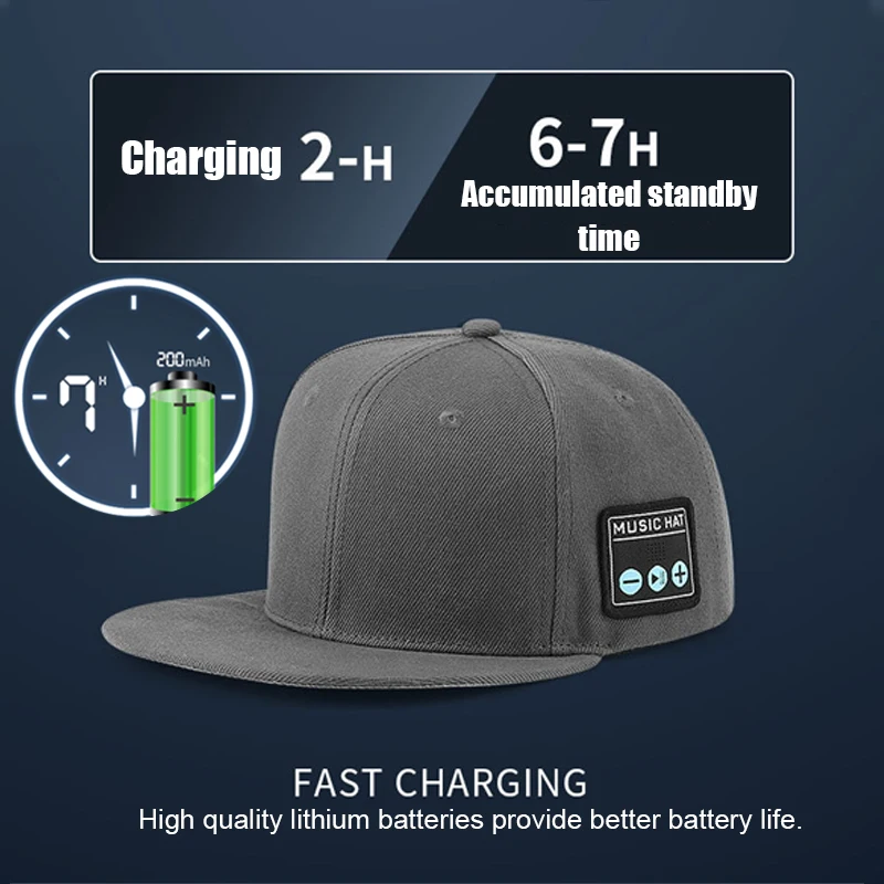 Bluetooth Sports Music Hat Headphone Dual Speaker Wireless Music Running Earphone with Mic Adjustable Baseball Cap Smart Speaker - Image 4