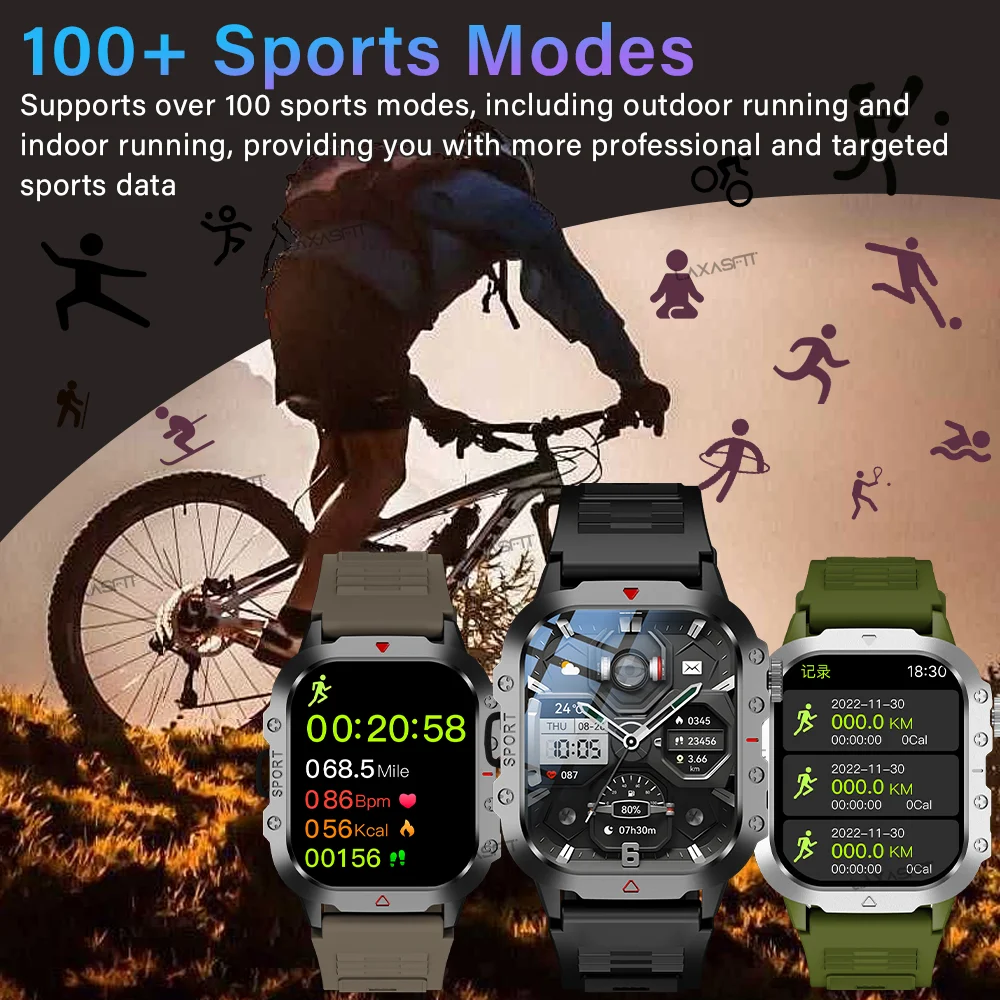 KESHUYOU Outdoor Sports Smart Watch 2.01 inch HD Screen LED Flashlight Bluetooth Talking Smart Watch for Men Women Holiday Gifts - Image 4