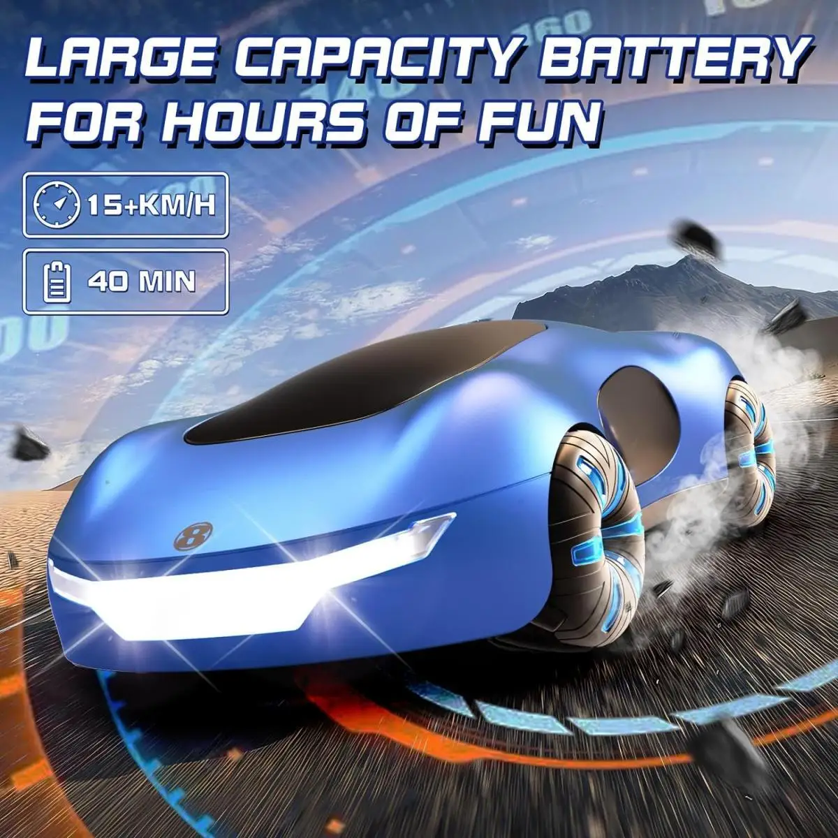 NEW cool sports car dual spray with sound and cool lights four-wheel drive science fiction concept car children's remote control - Image 6
