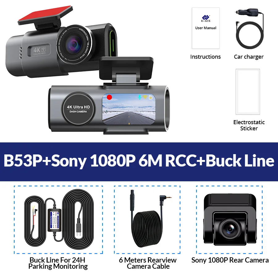 Dash Cam 4K UHD Recording Car Camera DVR Night Vision Video Recorder Built-In Wi-Fi Support GPS 24H Parking - Image 8